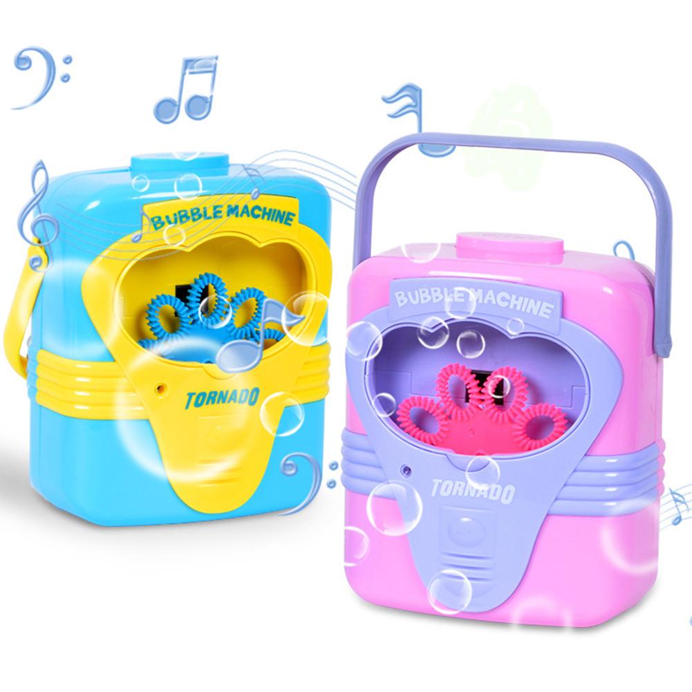 휴대용 어린이 자동 음악 거품 송풍기 기계, 어린이 야외 정원 놀이 장난감
